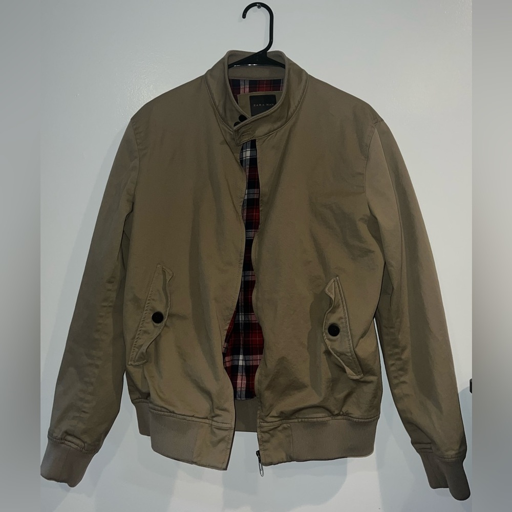 Zara Mens Bomber Jacket Plaid Interior